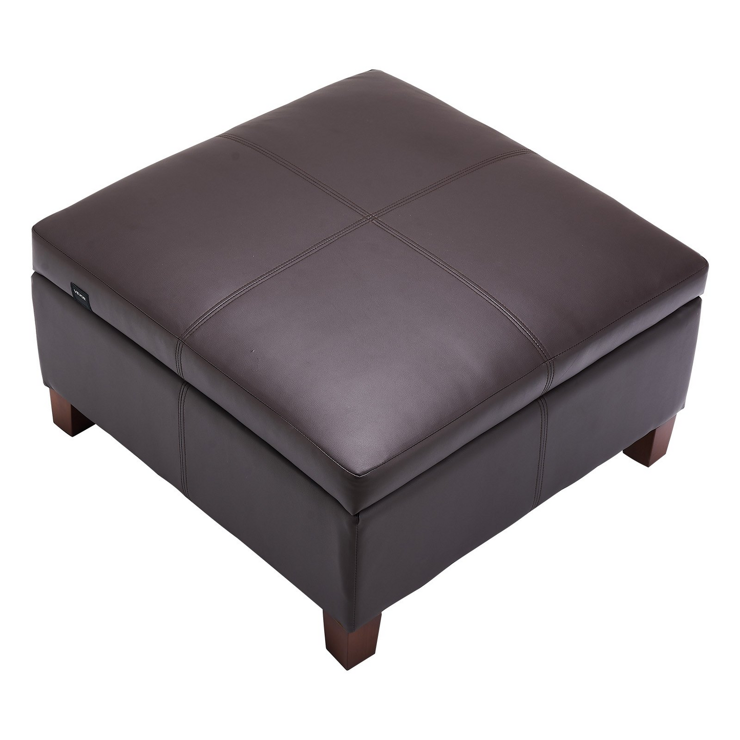 VEVOR 28 in Square Leather Ottoman with Storage Coffee Table for Living Room