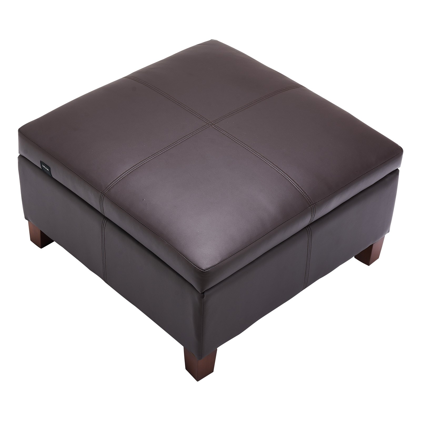 VEVOR 28 in Square Leather Ottoman with Storage Coffee Table for Living Room
