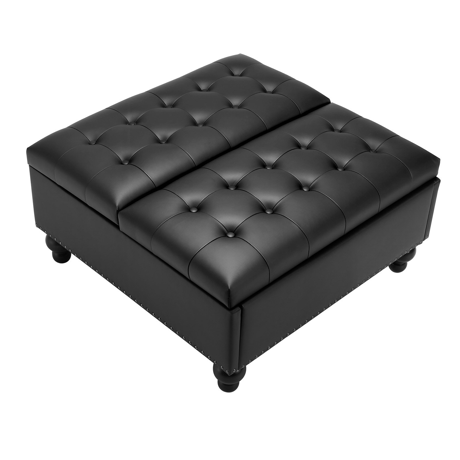 VEVOR 34 in Square Leather Ottoman with Storage Coffee Table for Living Room