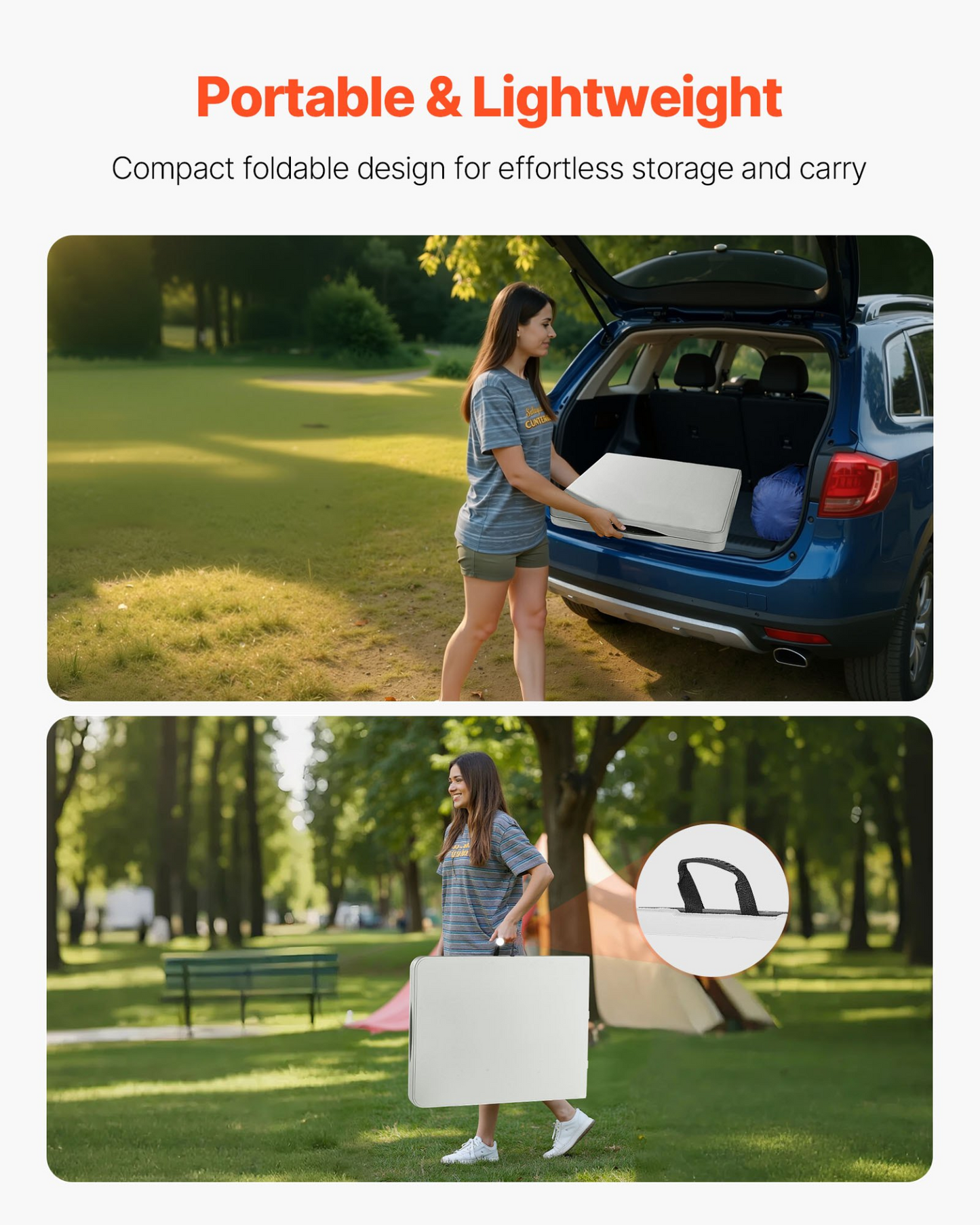 VEVOR 180cm Plastic Folding Table Portable Picnic Table Handle Indoor Outdoor