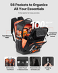 VEVOR Tool Backpack 56 Pockets Splash-resistant Jobsite Backpack for Electrician