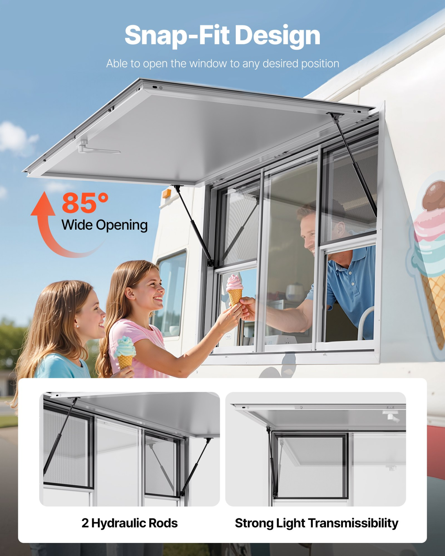 VEVOR 152x92 cm Concession Stand Serving Window Food Truck Service Awning