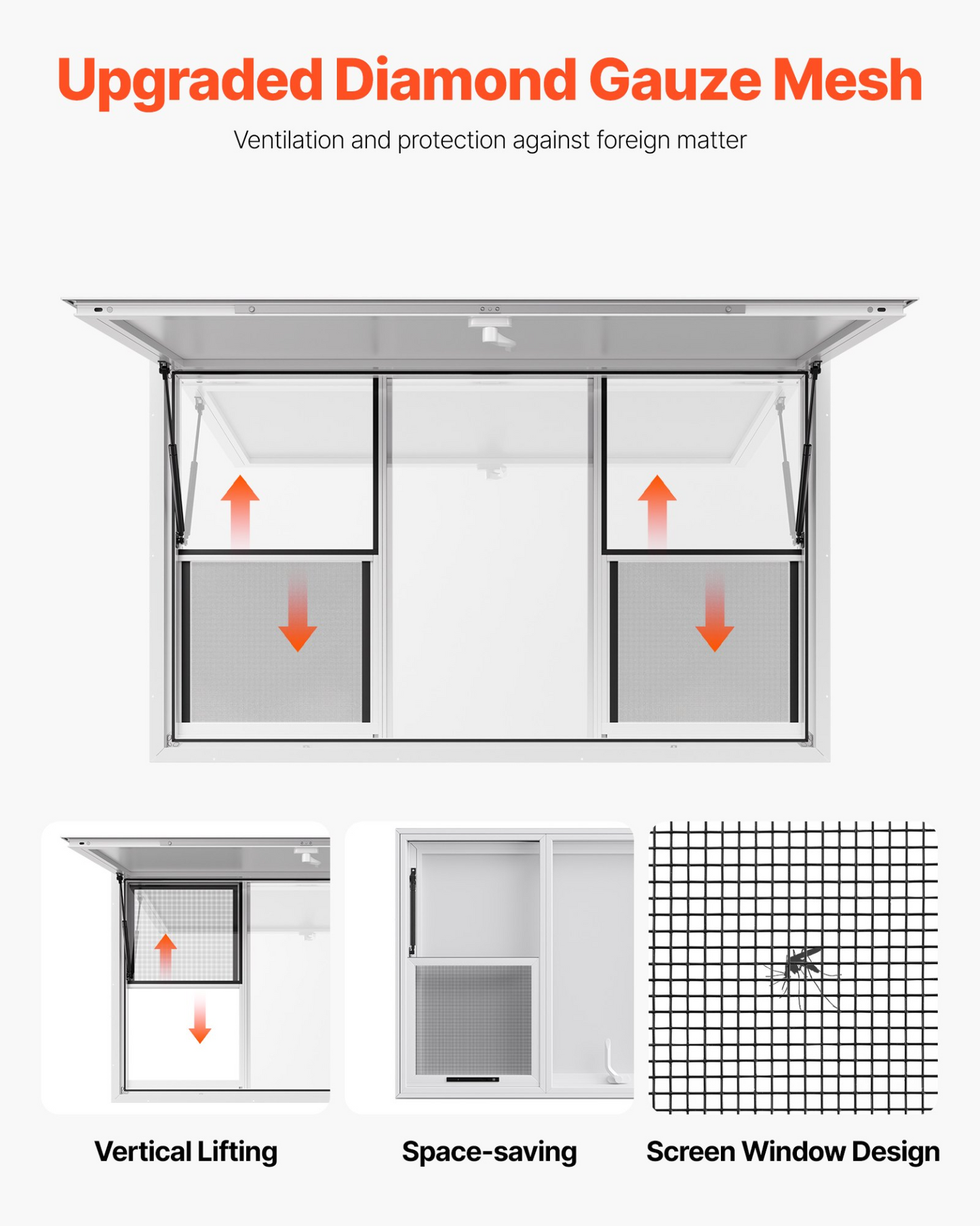 VEVOR 152x92 cm Concession Stand Serving Window Food Truck Service Awning