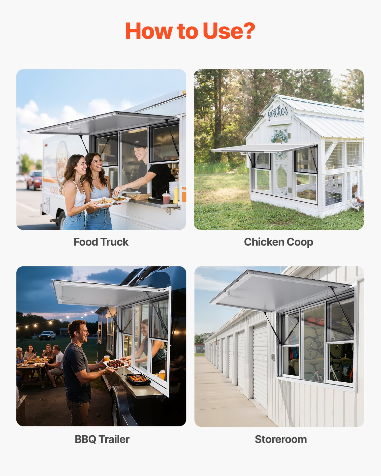 VEVOR 152x92 cm Concession Stand Serving Window Food Truck Service Awning