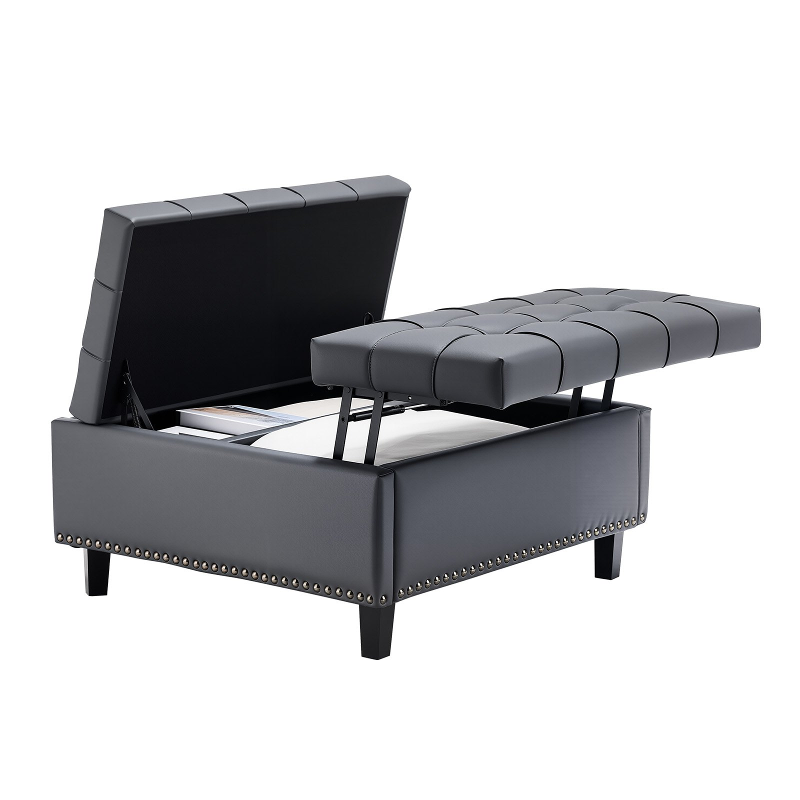 VEVOR 31 in Square Leather Ottoman with Storage Coffee Table for Living Room