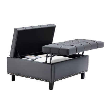 VEVOR 31 in Square Leather Ottoman with Storage Coffee Table for Living Room