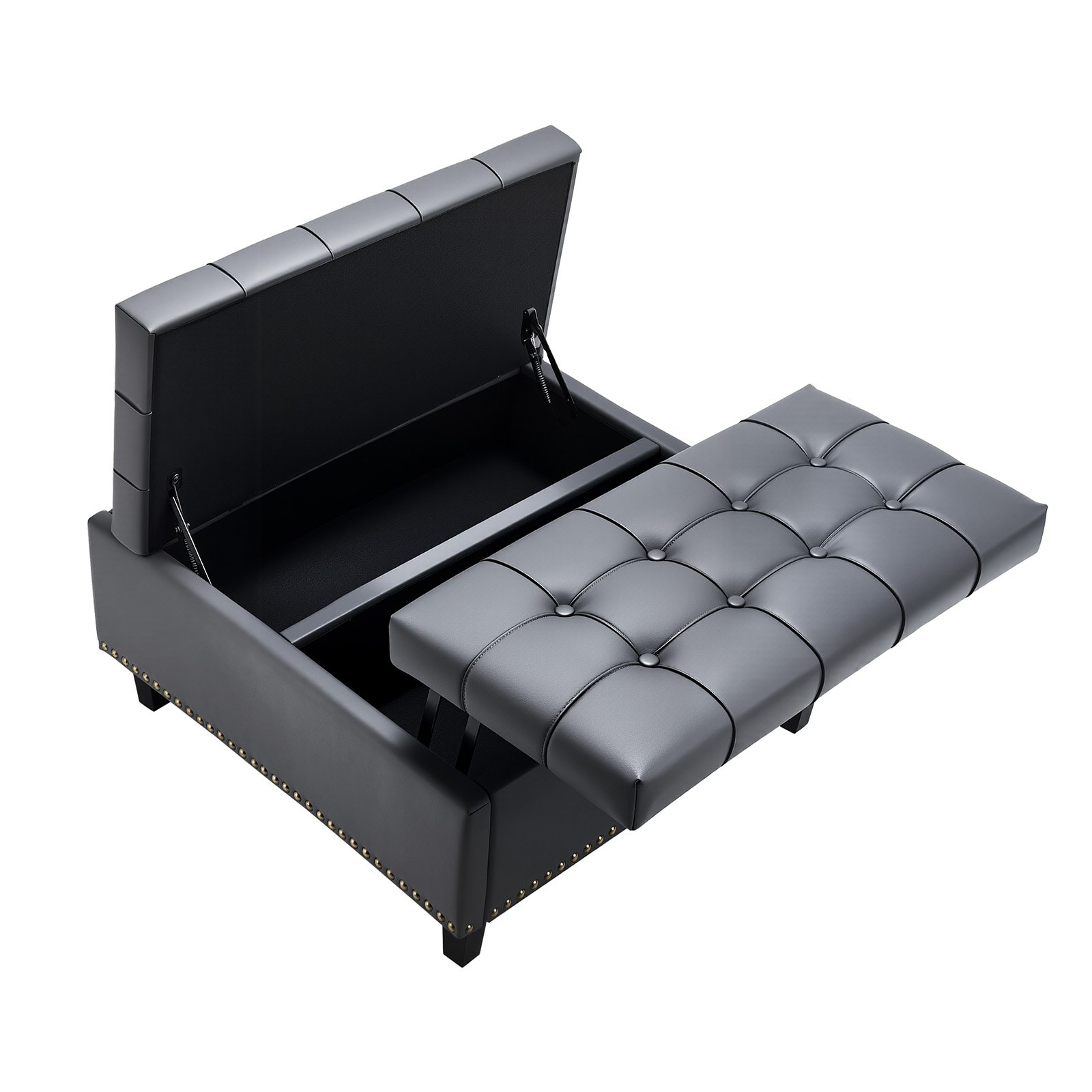 VEVOR 31 in Square Leather Ottoman with Storage Coffee Table for Living Room