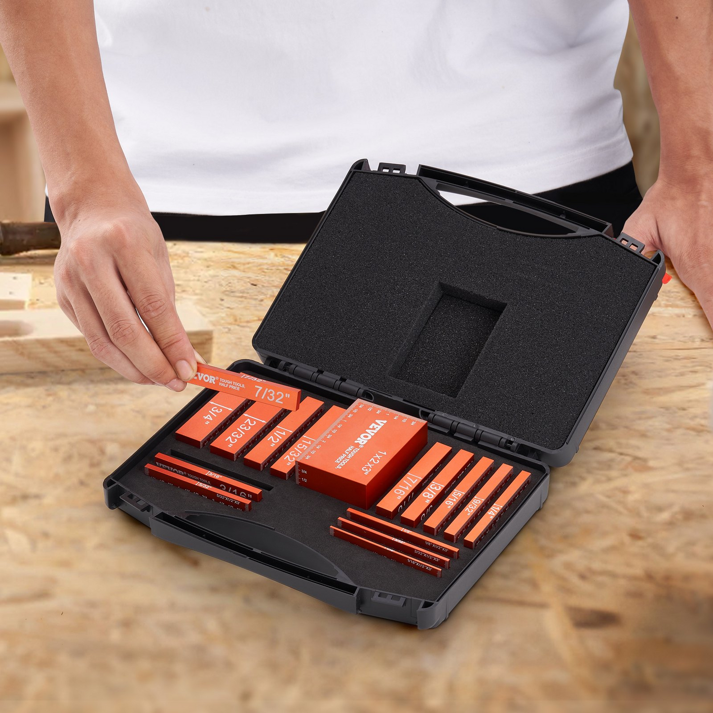 VEVOR Setup Blocks Woodworking Height Gauge Set 16PCS Precision Set up Bars