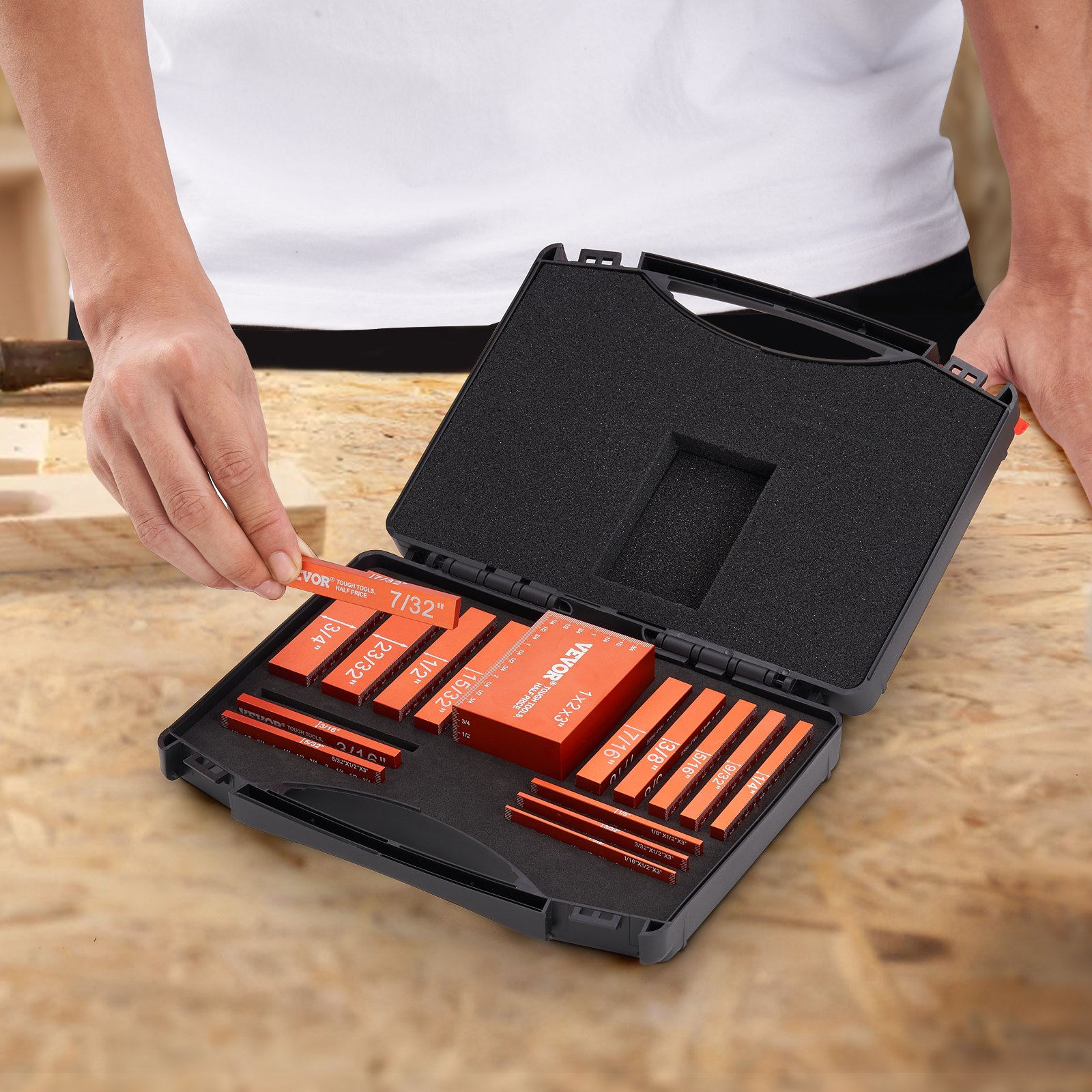 VEVOR Setup Blocks Woodworking Height Gauge Set 16PCS Precision Set up Bars