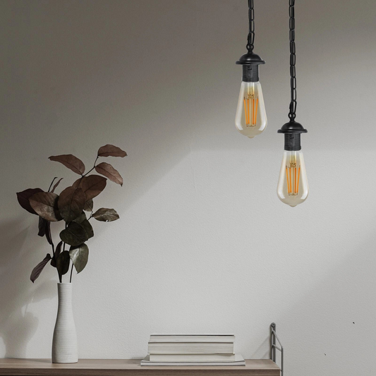 Black Metal Ceiling E27 Lamp Holder Pendant Light With Chain~1778