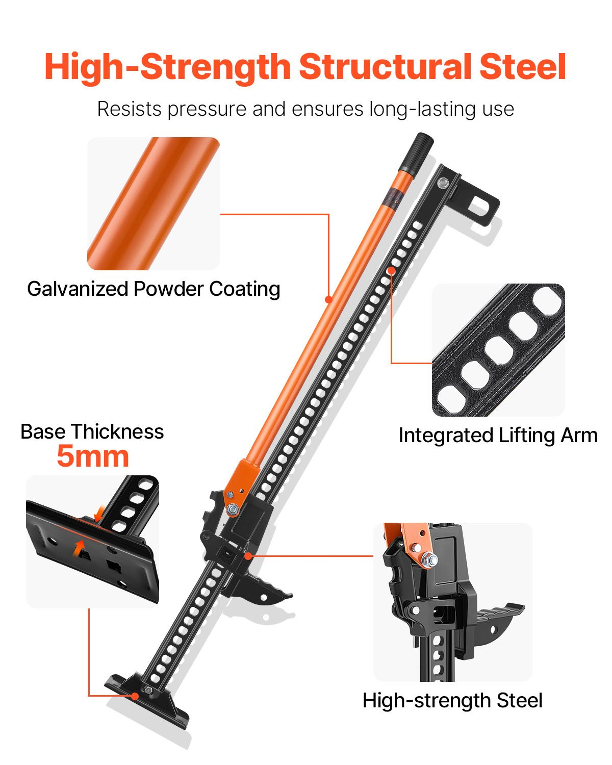 VEVOR 122cm Off Road Farm Jack Hoist 3.18 Ton High Lift Tractor Vehicle's Winch