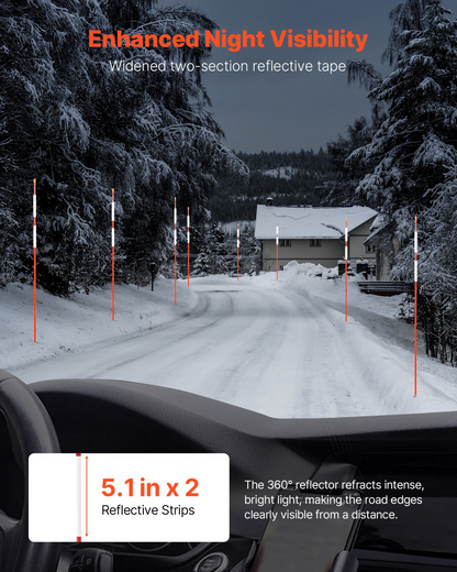 VEVOR 20Pcs Reflective Driveway Markers 5/16" Dia 58 in Snow Stakes Reflectors