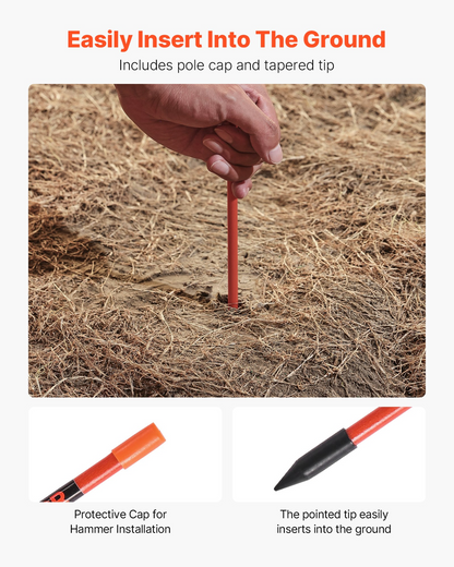 VEVOR 20Pcs Reflective Driveway Markers 5/16" Dia 58 in Snow Stakes Reflectors