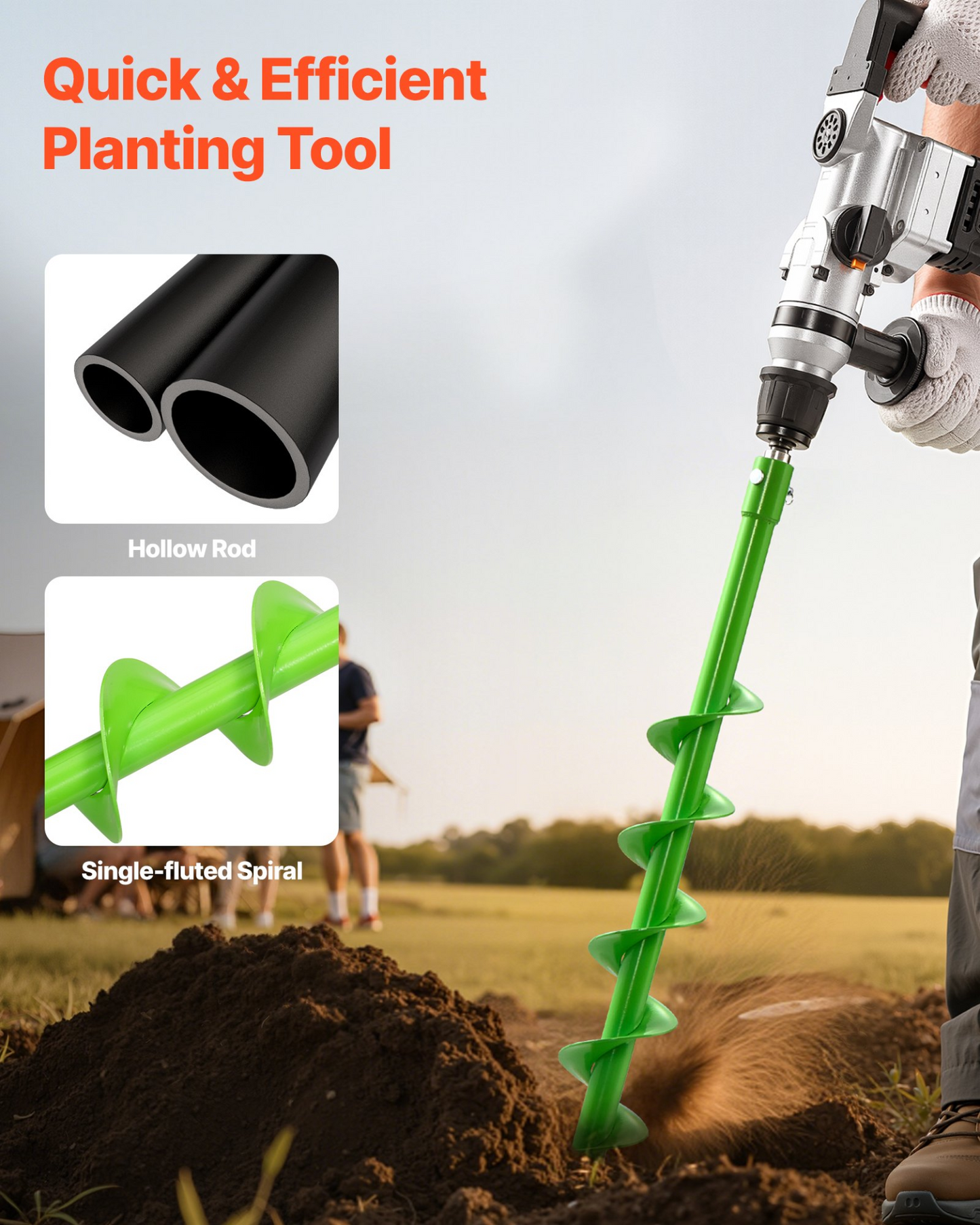 VEVOR Auger Drill Bit 2.36 x 31.1 in Earth Spiral Post Hole Digger Planter Tool