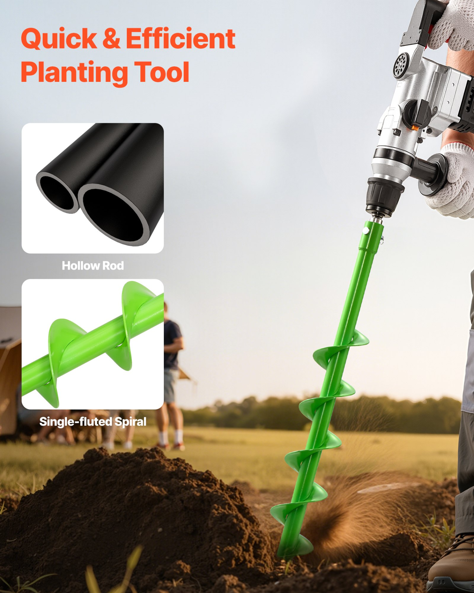 VEVOR Auger Drill Bit 2.36 x 31.1 in Earth Spiral Post Hole Digger Planter Tool