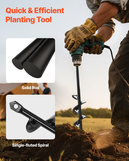 VEVOR Auger Drill Bit 1.57 x 8.67 in Earth Spiral Post Hole Digger Planter Tool