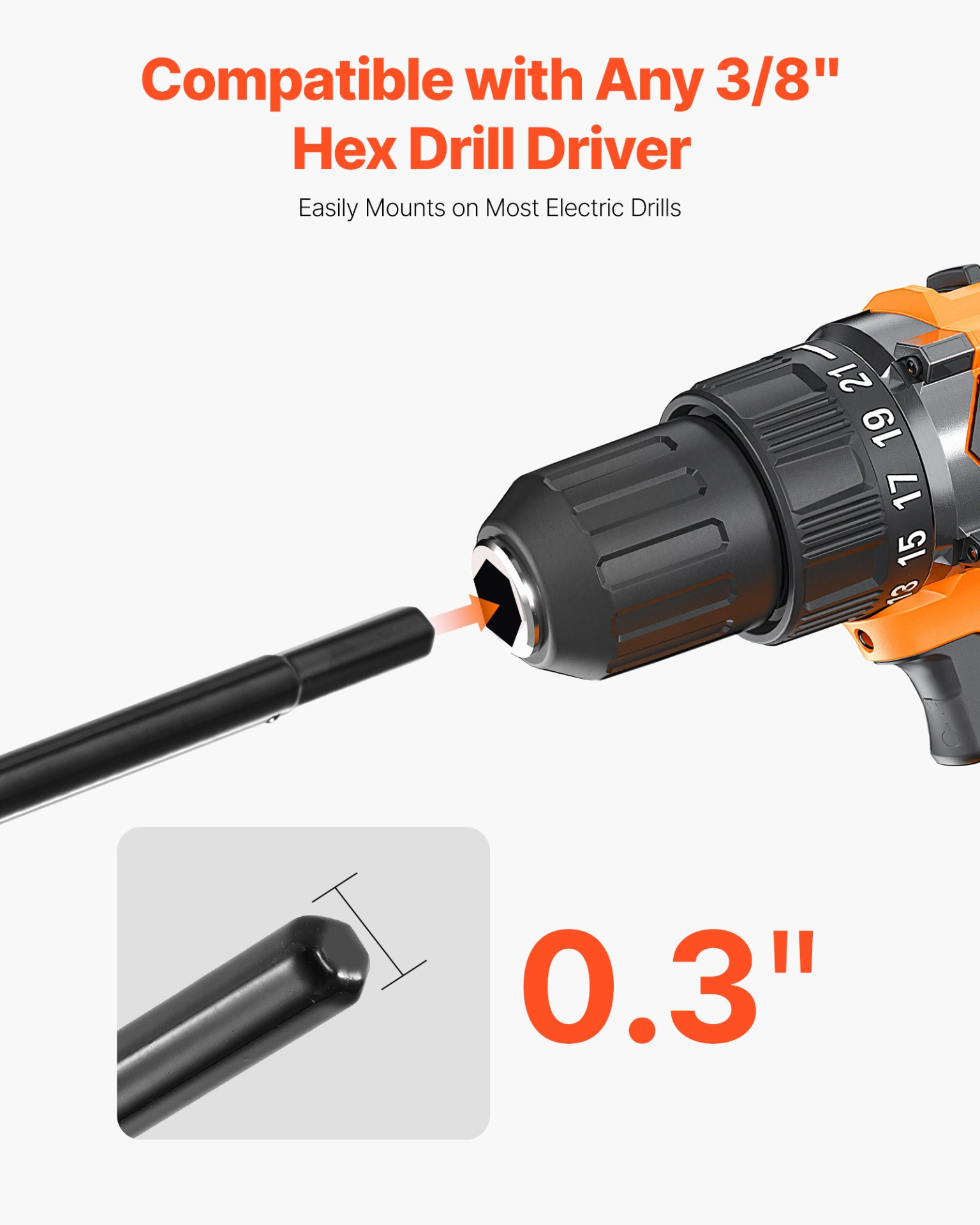 VEVOR Auger Drill Bit 1.57 x 8.67 in Earth Spiral Post Hole Digger Planter Tool