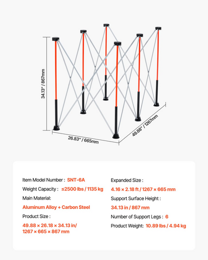VEVOR Portable Folding Workstand 1267 x 665 mm Collapsible Work Stand 1135 kg