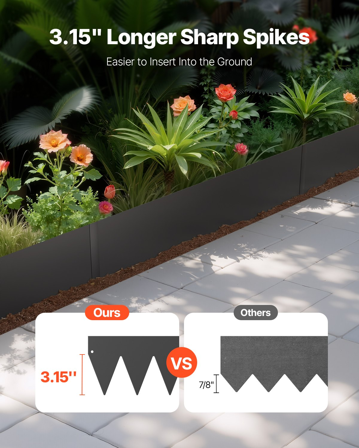 VEVOR Steel Landscape Edging 3 Packs 40 x 6 in Rust-Resistant Pathway Divider