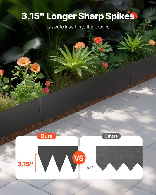 VEVOR Steel Landscape Edging 3 Packs 40 x 6 in Rust-Resistant Pathway Divider