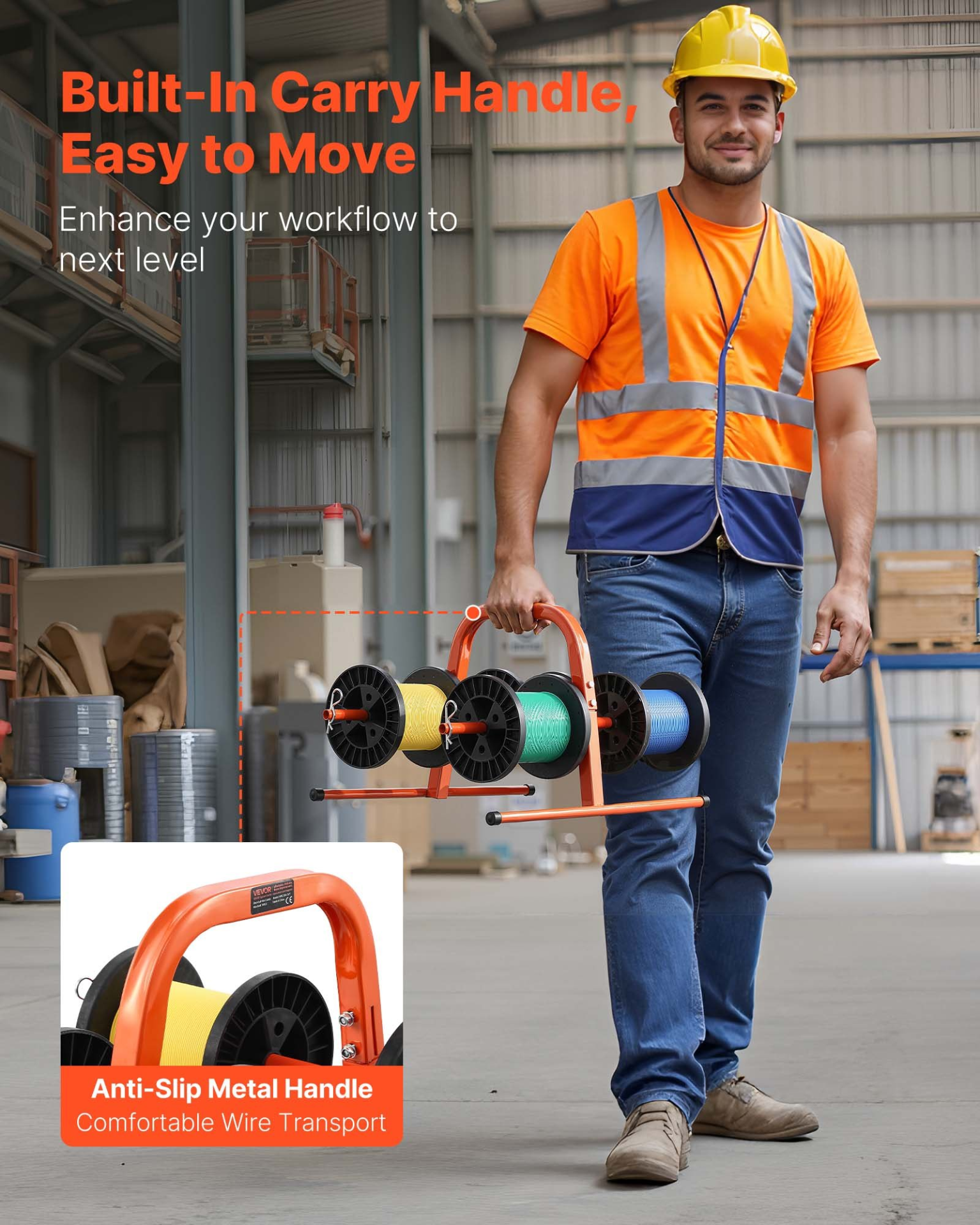 VEVOR Hand Caddy Wire Dispenser for Up to 8 Spools Electrical Industrial Retail