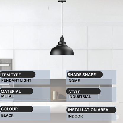 3 Pack Industrial Pendant Light Lampshade Black Metal Light Shade~2262