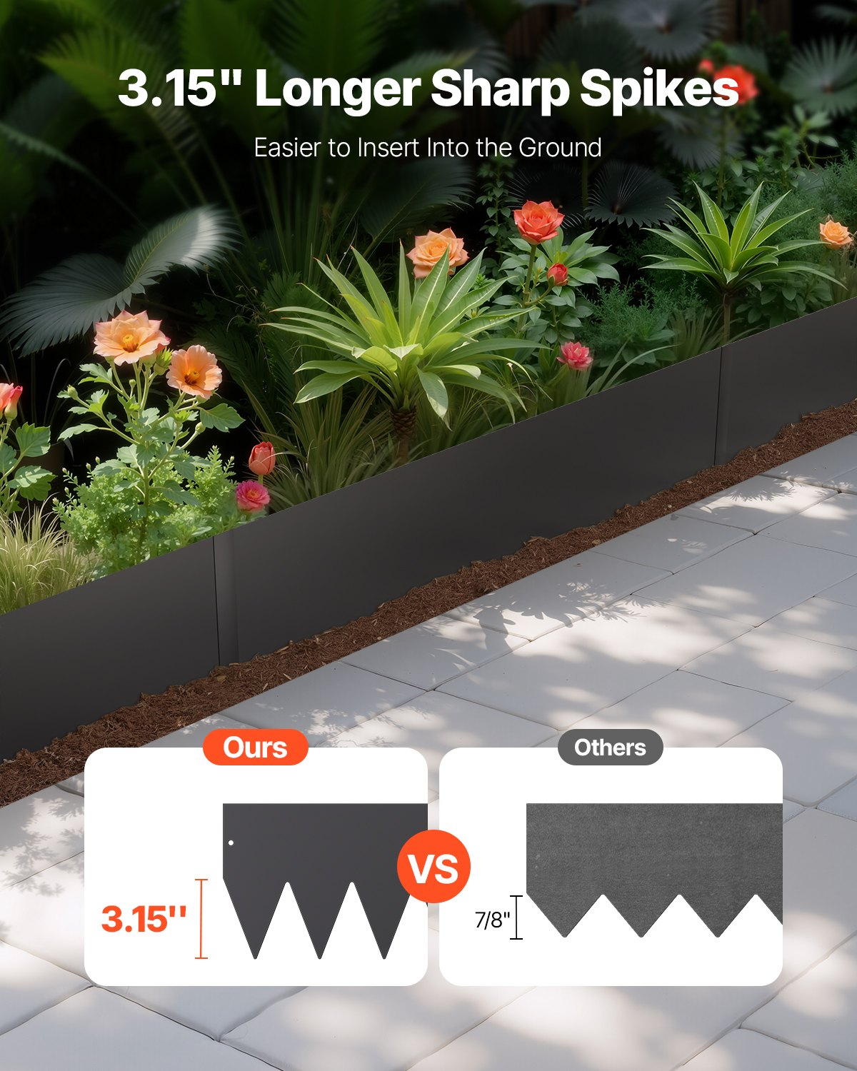 VEVOR Steel Landscape Edging 3 Packs 40 x 8 in Rust-Resistant Pathway Divider