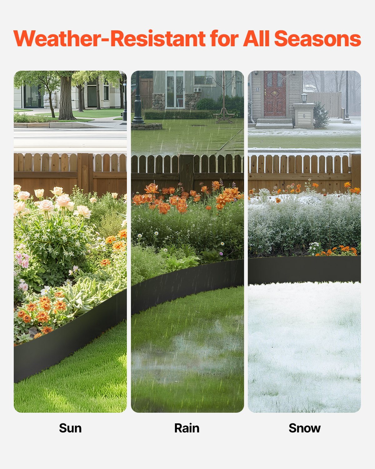 VEVOR Steel Landscape Edging 3 Packs 40 x 8 in Rust-Resistant Pathway Divider