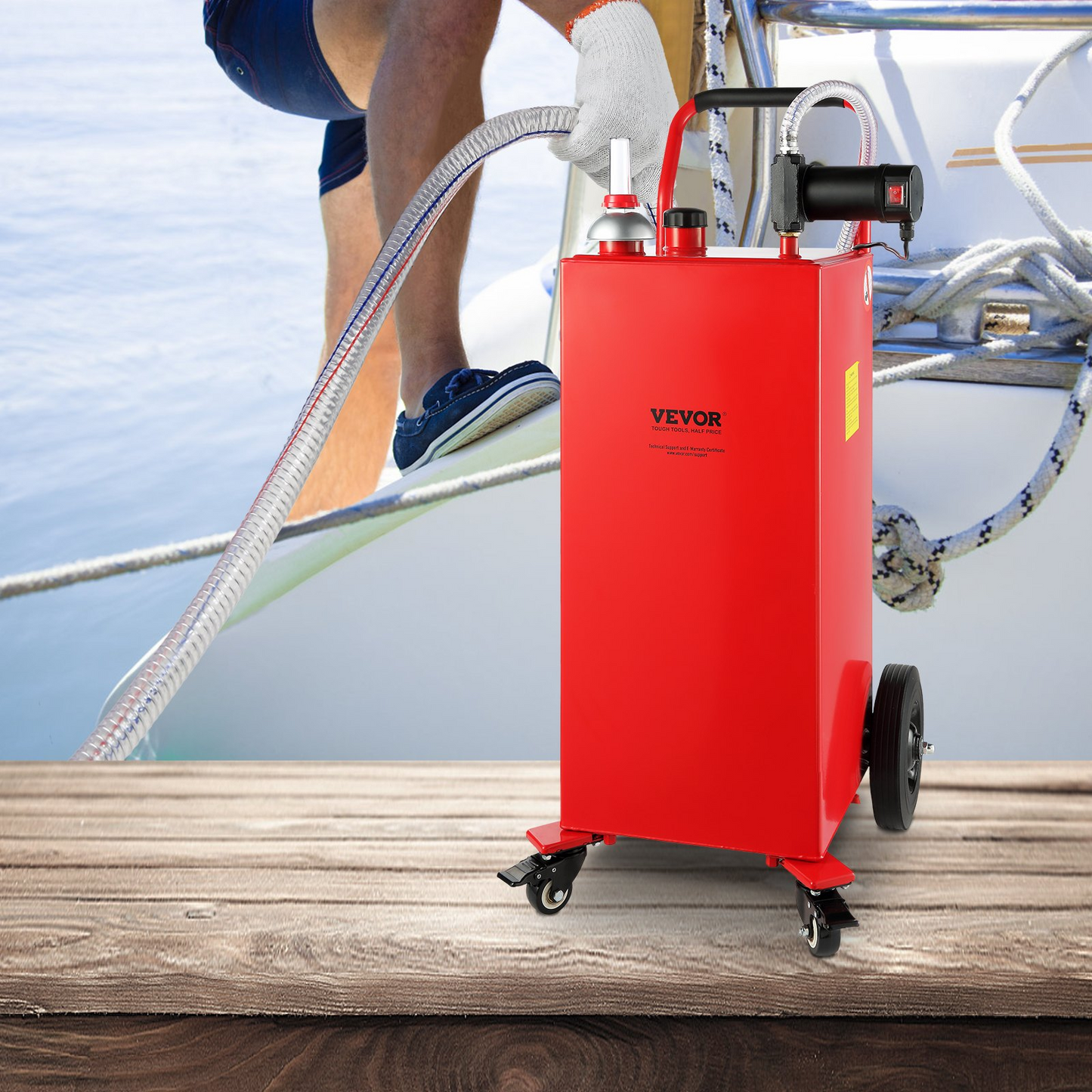 VEVOR 30 Gallon Fuel Caddy, 23.5 L/min, 180W Portable Gas Storage Tank Container with Electric Pump Wheels, Fuel Transfer Storage Tank for Diesel Lubricating Oil Machine Oil Car Mowers Boat Motorcycle