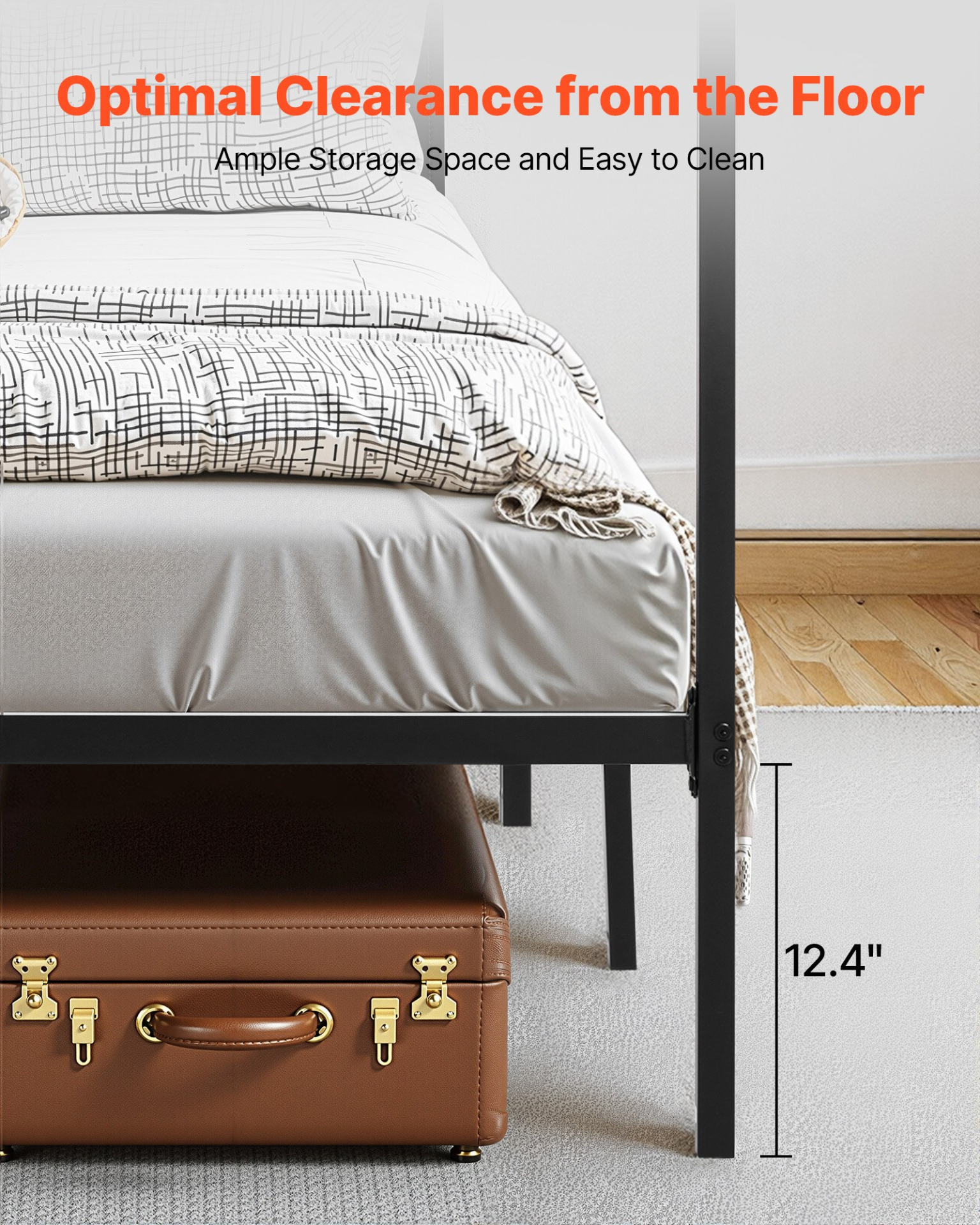 VEVOR Queen Size Canopy Bed Frame Metal Canopy Bed with Four Posters Black