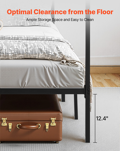VEVOR Queen Size Canopy Bed Frame Metal Canopy Bed with Four Posters Black