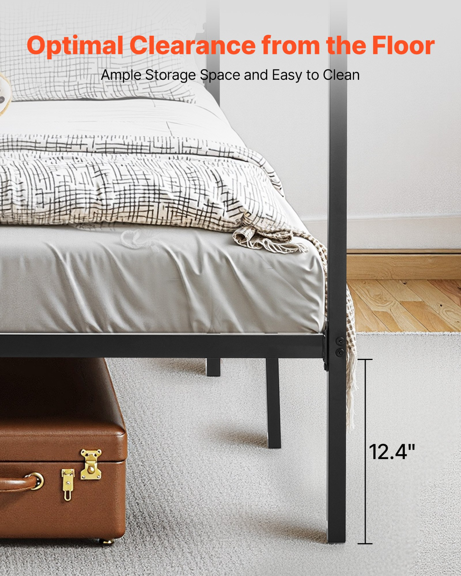 VEVOR King Size Canopy Bed Frame Metal Canopy Bed with Four Posters Black