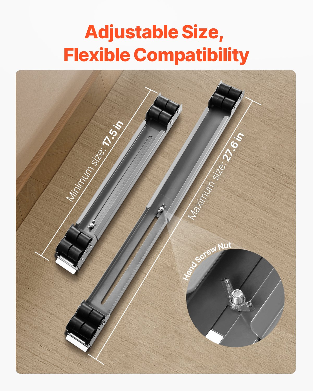 VEVOR Furniture Dolly Mobile Roller 330 lbs Load Extendable Appliance Rollers