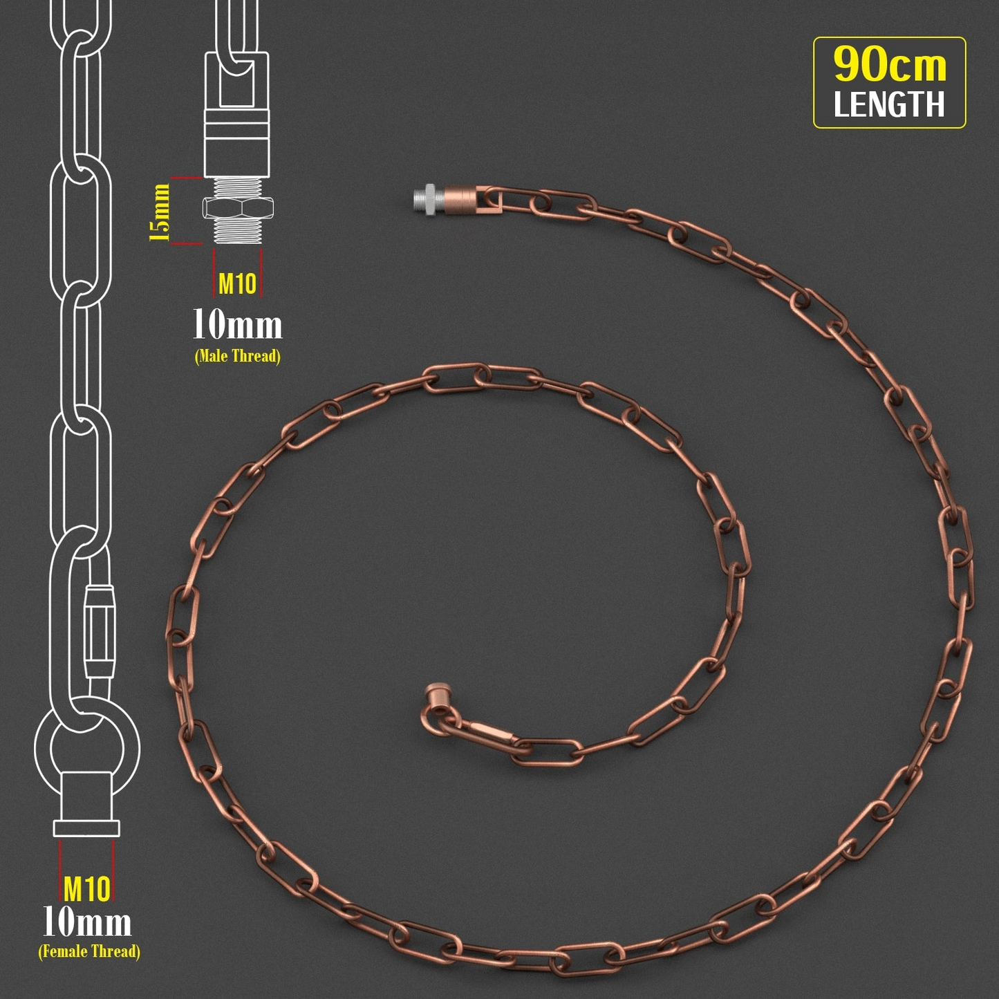 Light Chain for Ceiling Pendant lights chandeliers 38mm x 16mm - Copper~1053