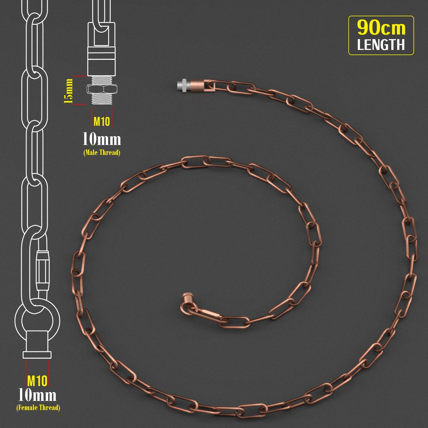 Light Chain for Ceiling Pendant lights chandeliers 38mm x 16mm - Copper~1053