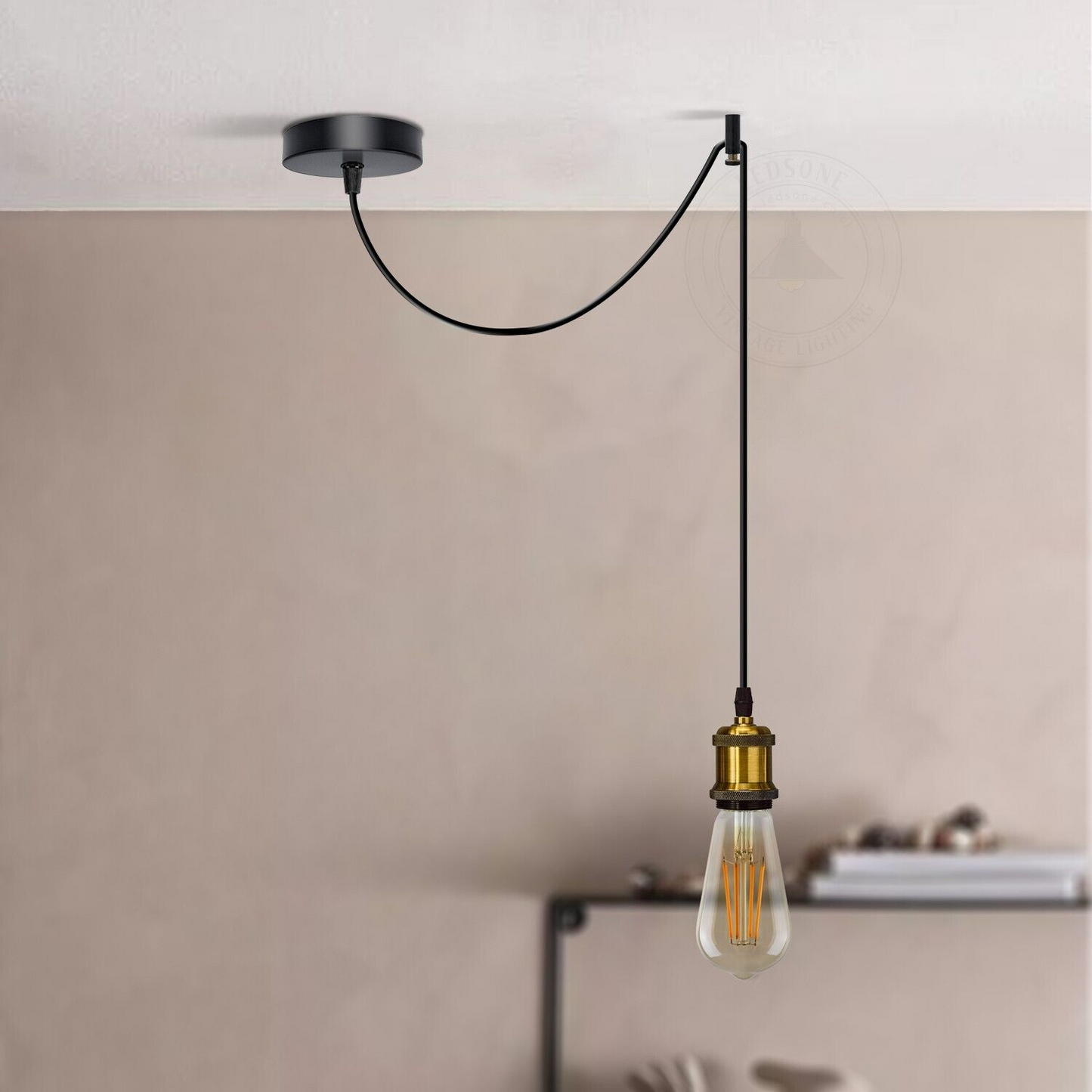 Black Industrial Lighting Ceiling Rose Pendant ~3108