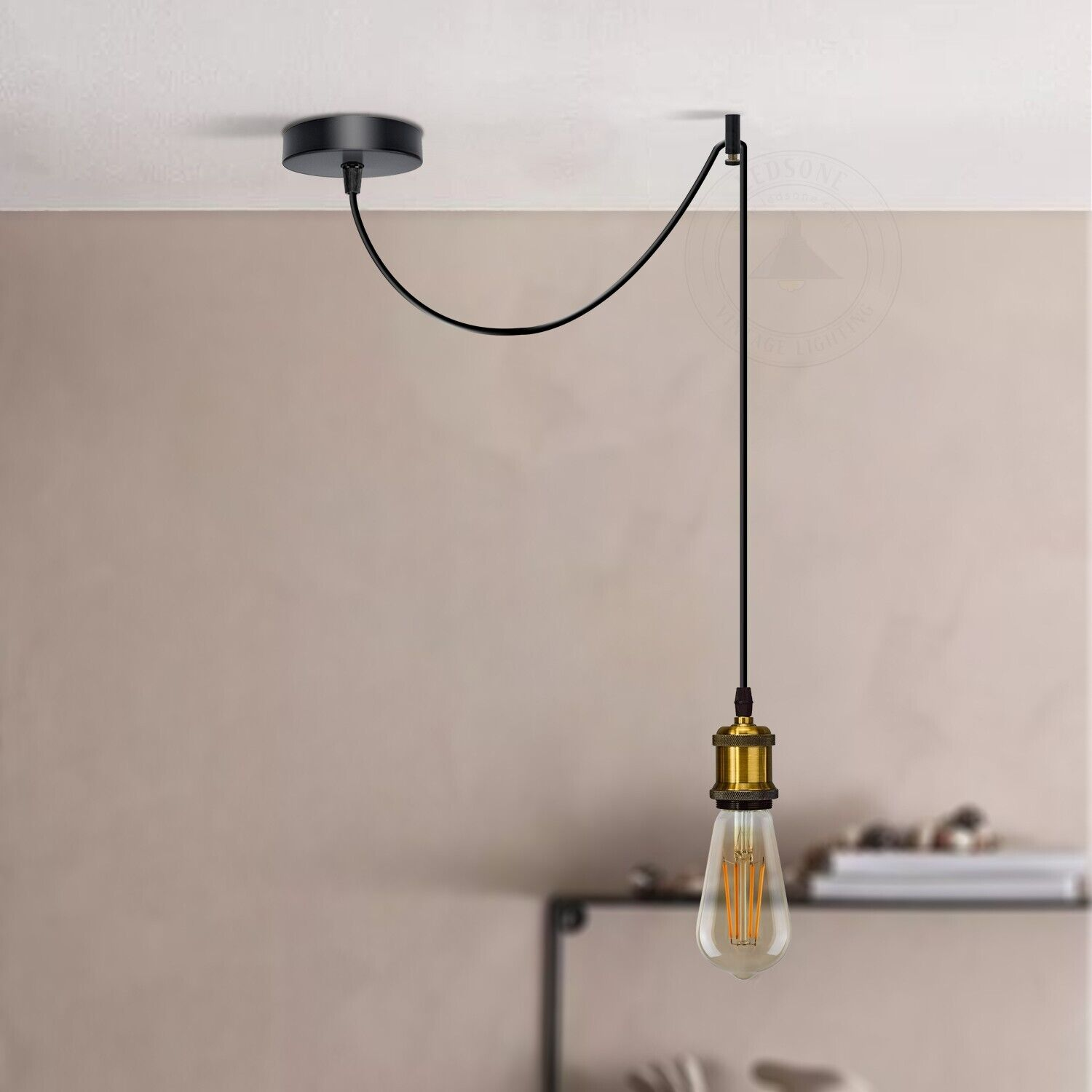 Black Industrial Lighting Ceiling Rose Pendant ~3108