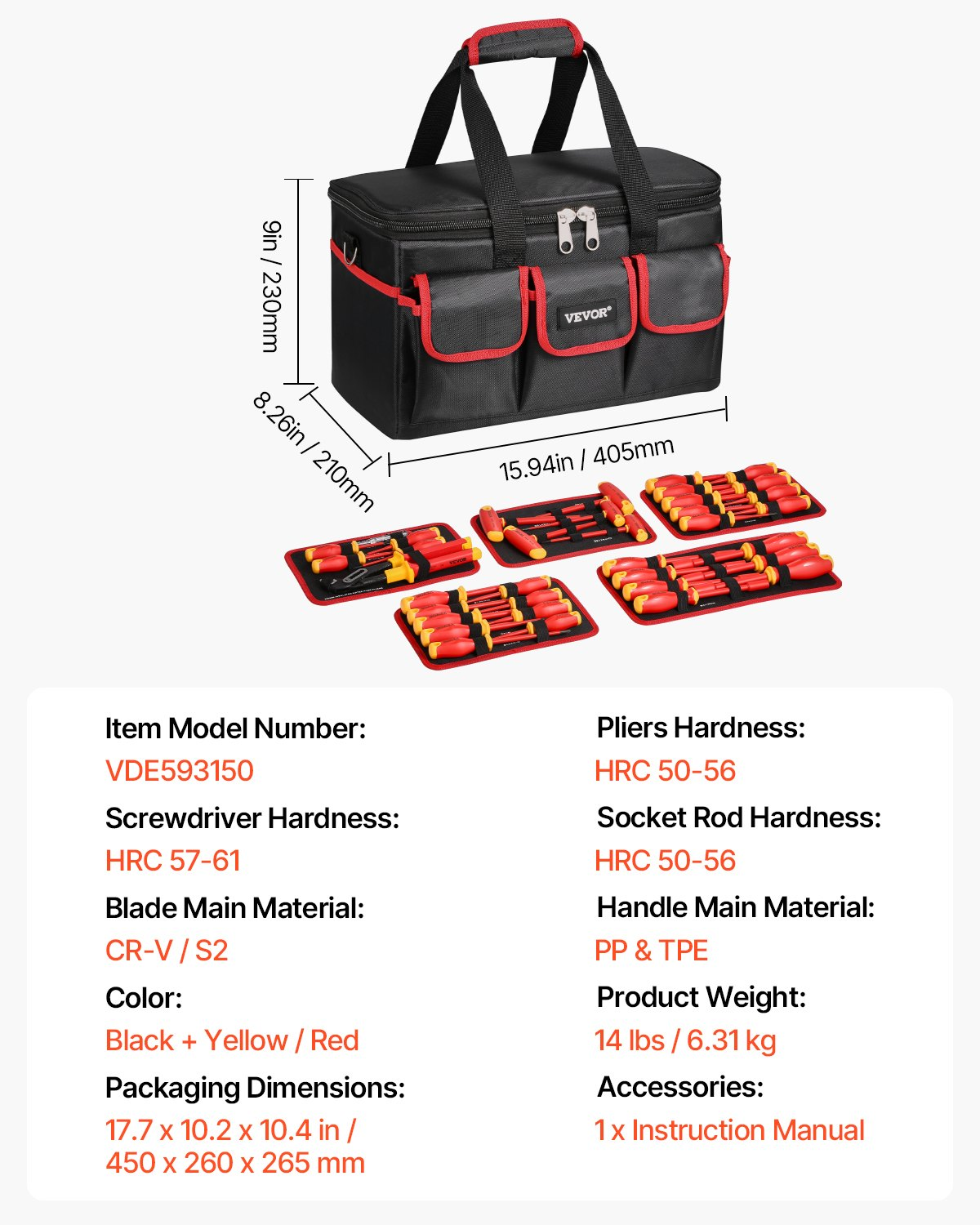 Insulated Screwdriver Set 50-Piece Insulated Tool Set for Electricians 1000V