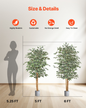 VEVOR 150cm Artificial Ficus Tree Tall Faux Plant with Pot for Indoor Decor