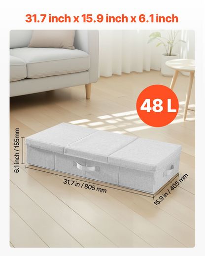 VEVOR Under Bed Storage 48L Foldable Underbed Box for Clothes Organization 2Pack