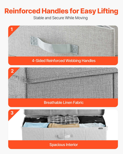 VEVOR Under Bed Storage 48L Foldable Underbed Box for Clothes Organization 2Pack