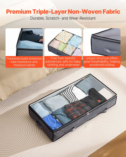 VEVOR Under Bed Storage 90L Stackable Shoe Organization Box with Clear Lid 2Pack