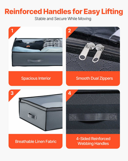 VEVOR Under Bed Storage 90L Stackable Shoe Organization Box with Clear Lid 2Pack