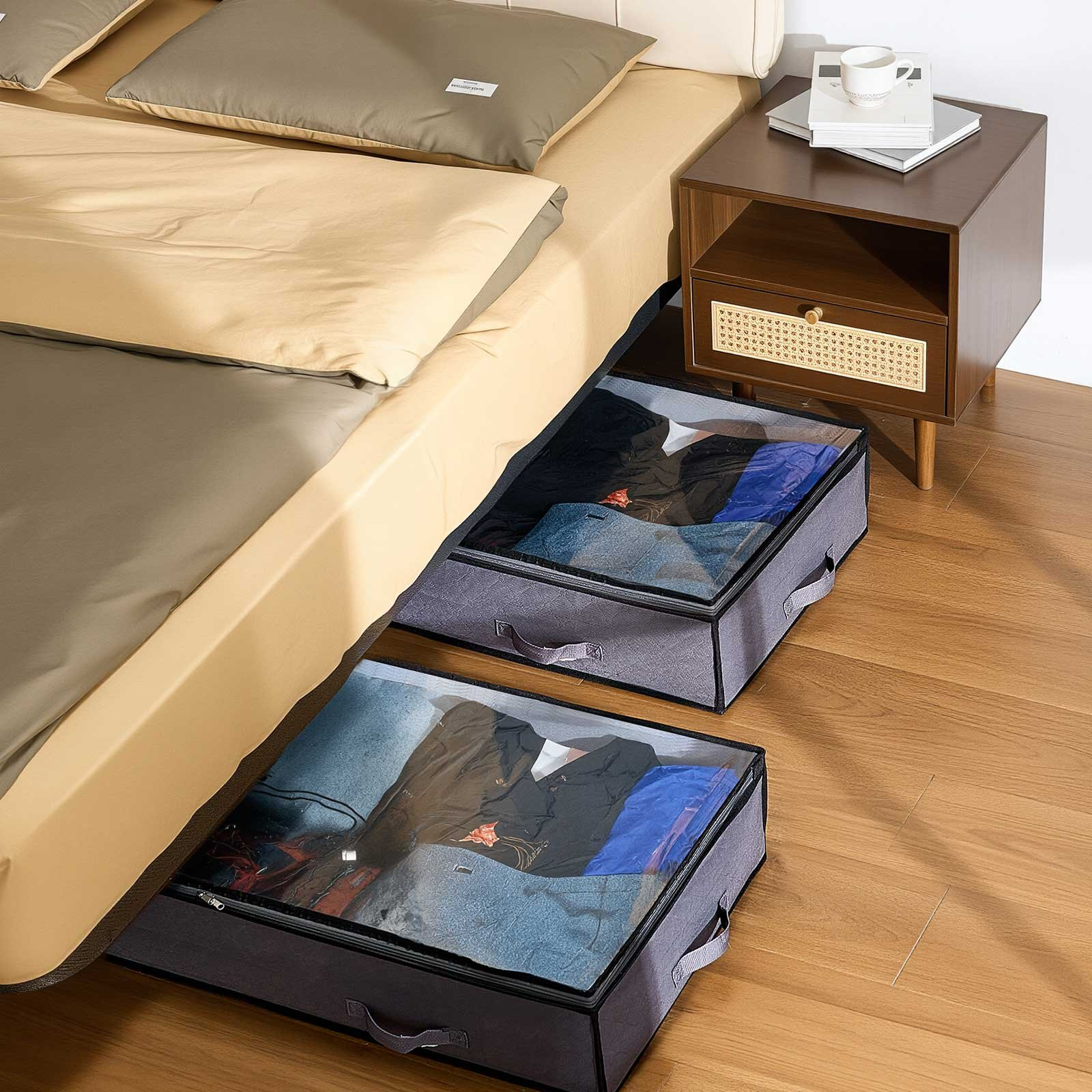 VEVOR Under Bed Storage 90L Stackable Shoe Organization Box with Clear Lid 2Pack