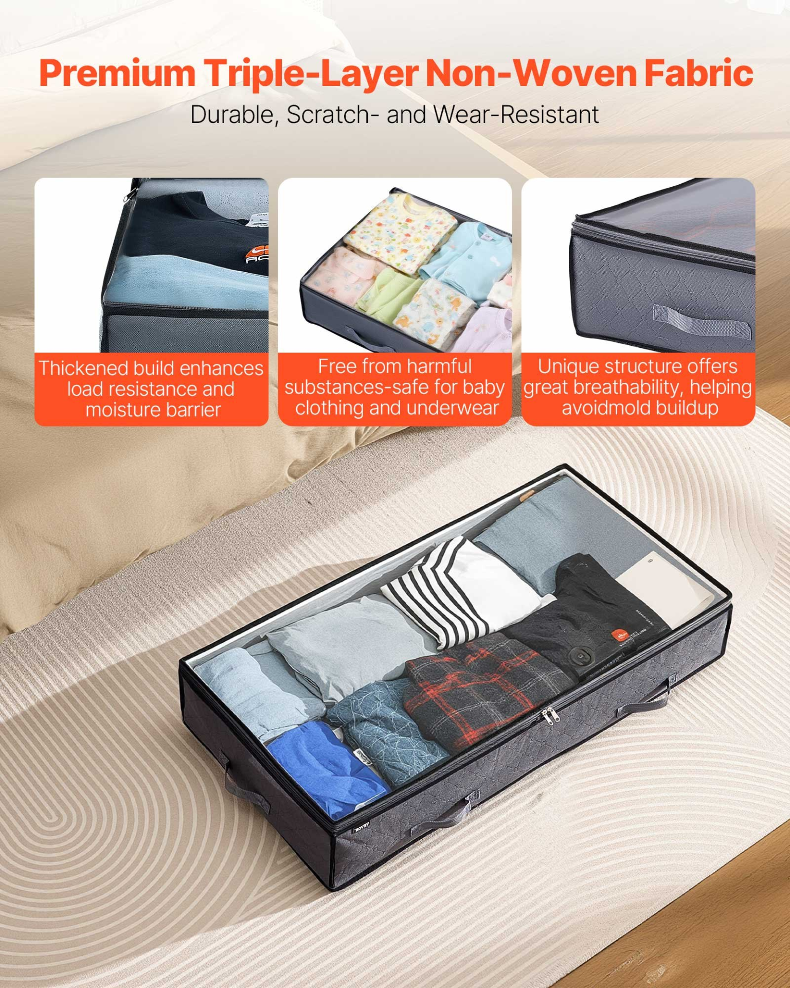 VEVOR Under Bed Storage 90L Stackable Shoe Organization Box with Clear Lid 6Pack