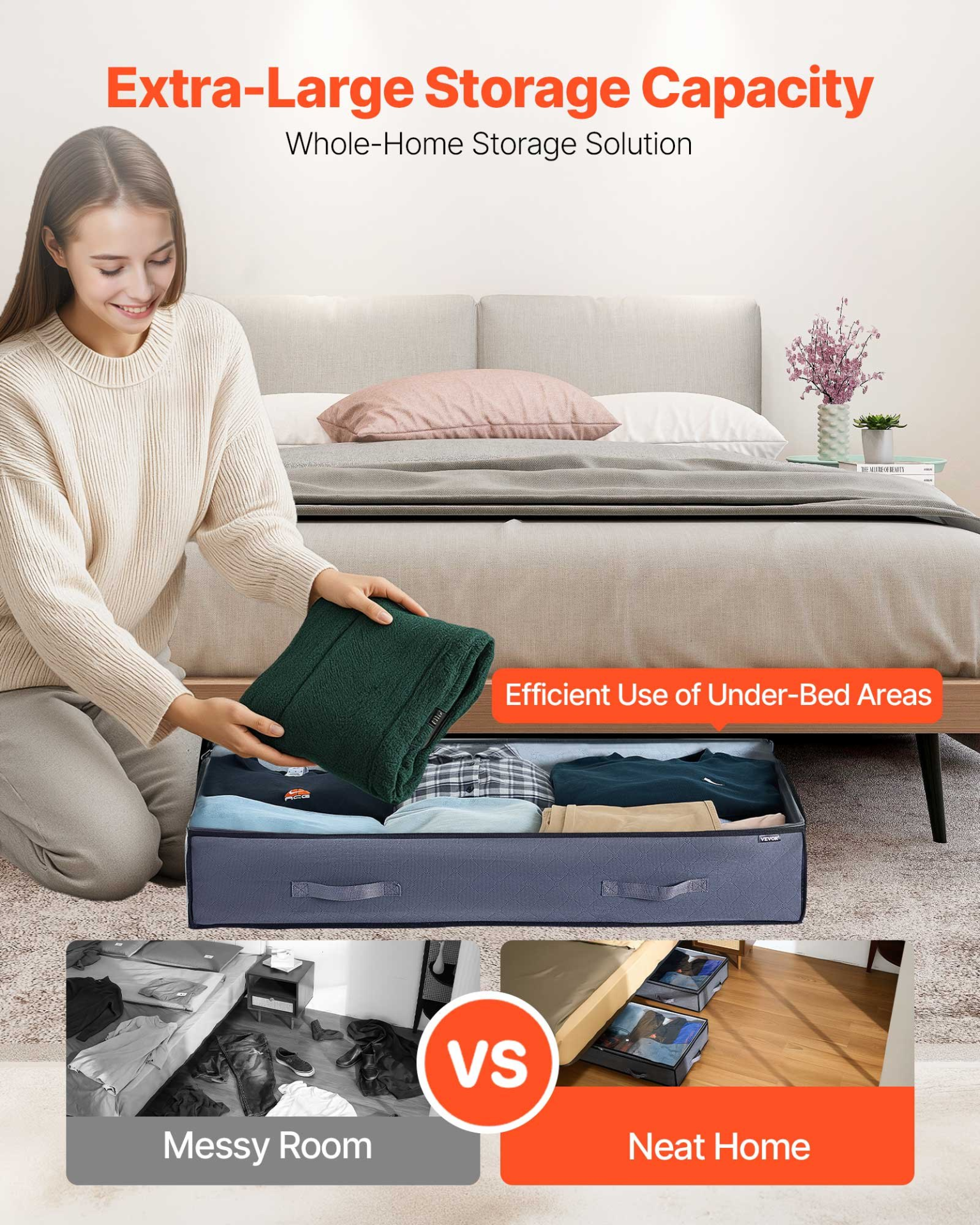 VEVOR Under Bed Storage 90L Stackable Shoe Organization Box with Clear Lid 6Pack