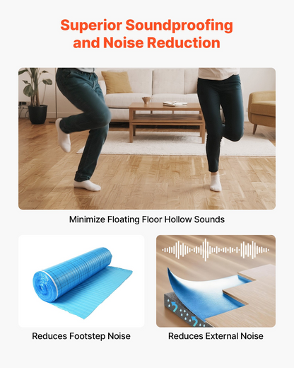 VEVOR Floor Underlayment 18.6 m² 3mm 3-in-1 Vapor Barrier for Laminate Blue