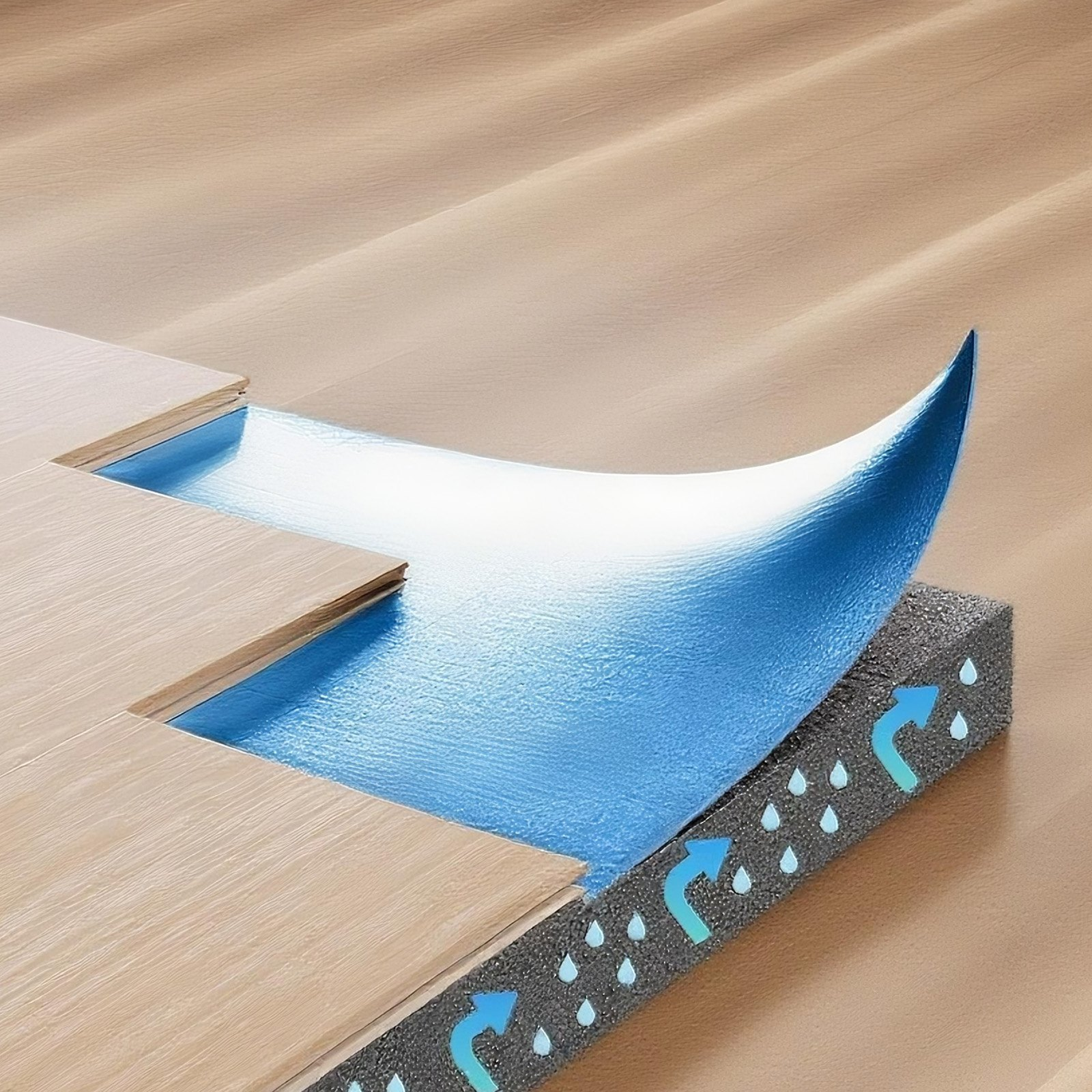 VEVOR Floor Underlayment 18.6 m² 3mm 3-in-1 Vapor Barrier for Laminate Blue