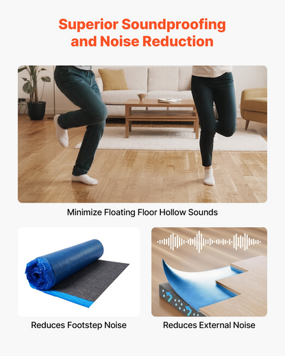 VEVOR Floor Underlayment 18.6 m² 3mm Sound/Vapor Barrier for Laminate Blue