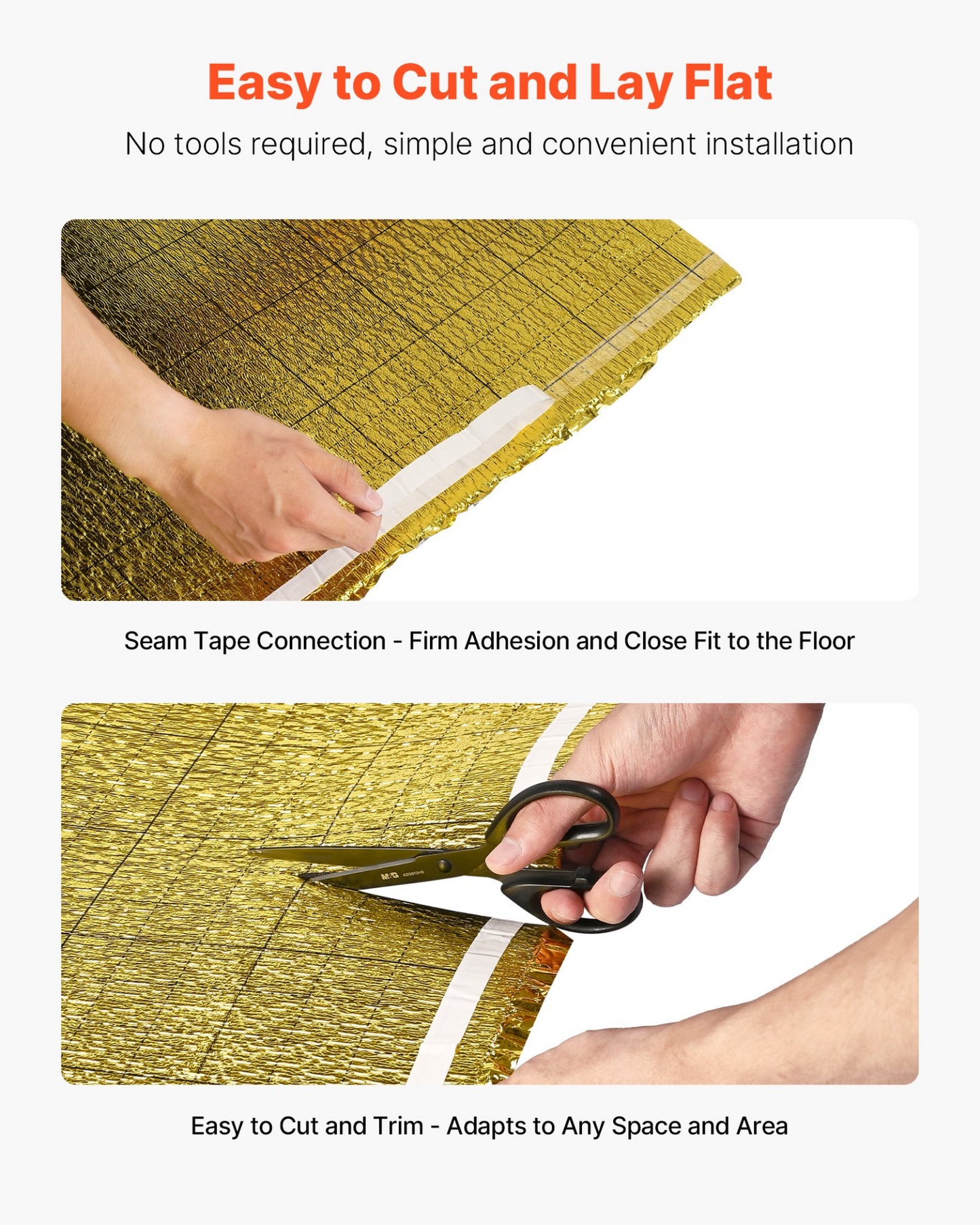 VEVOR Floor Underlayment 18.6 m² Roll 3mm Vapor Barrier Soundproofing Gold